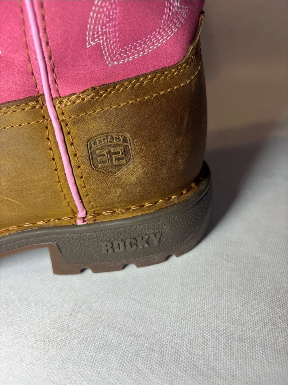 Rocky Legacy 32 Pull On boots, pink & brown leather, size 5M, New!